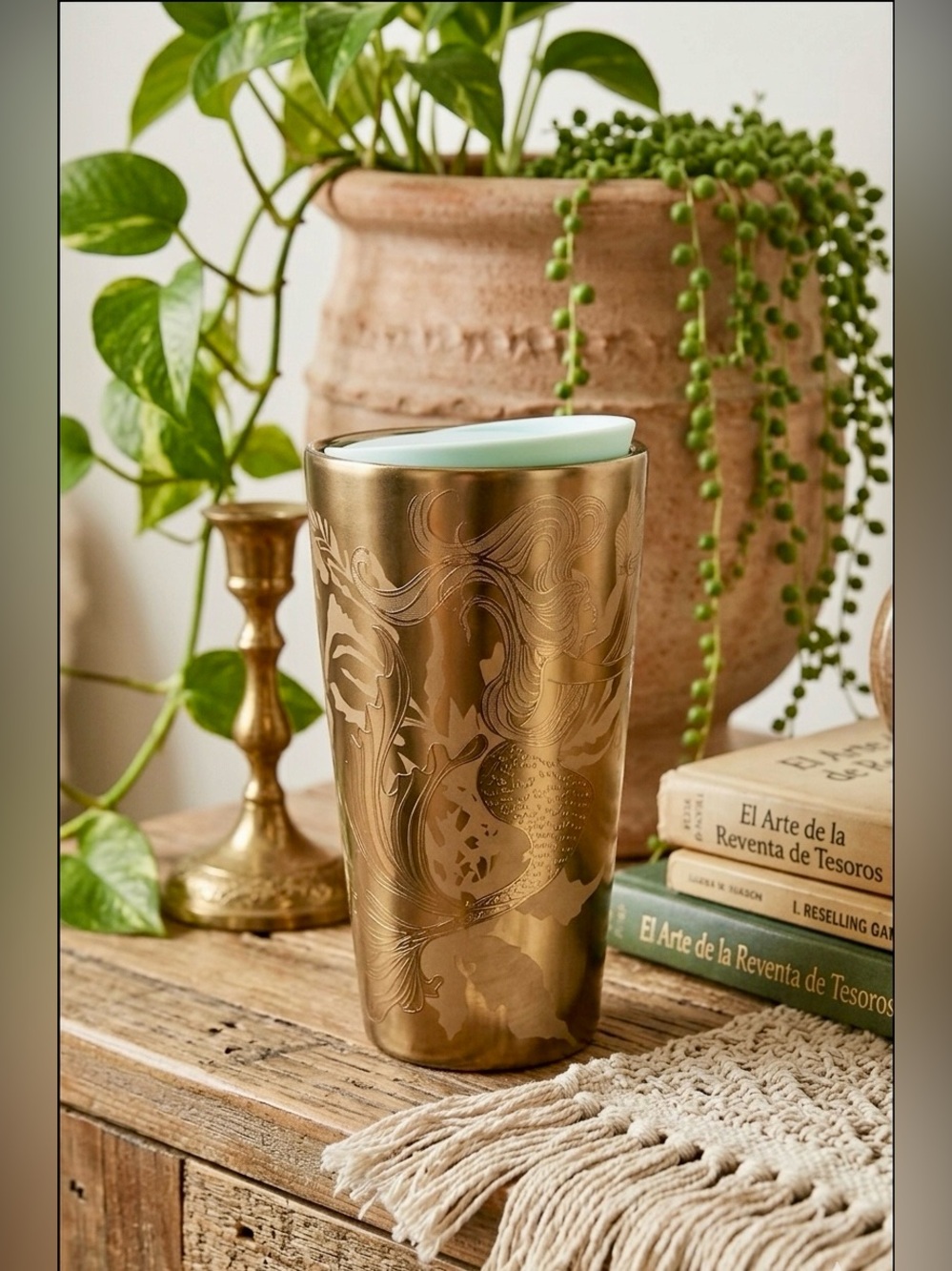 Starbucks 2022 Holiday Copper Gold Siren Ceramic Tumbler 12oz